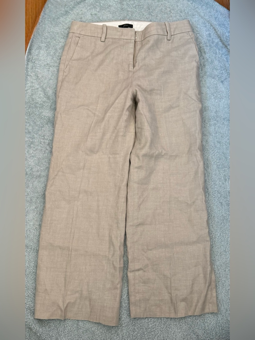J. Crew Women's Wide-Leg Linen-Blend Pants in Light Beige Size 6